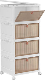 4 Tier Plastic Storage Bins with Lid for Living Room Office Dorm