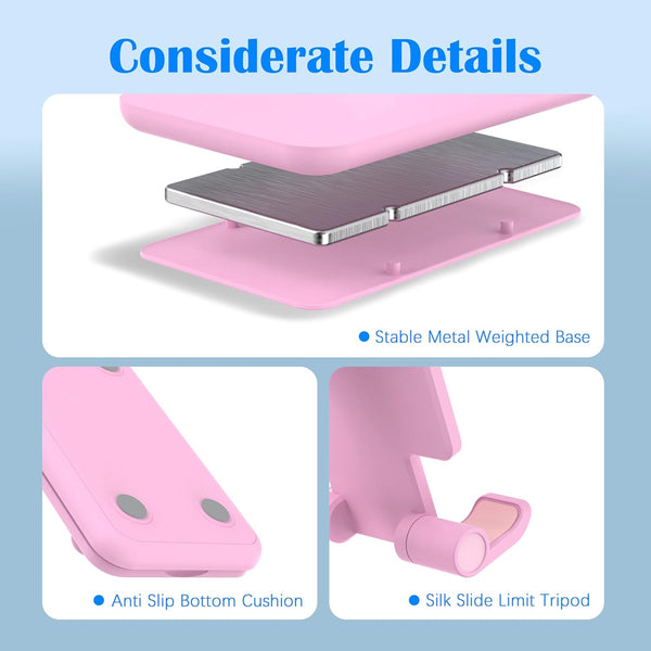 Adjustable Cell Phone Stand for Desk, Foldable and Portable, Compatible with All Mobile Phones and 4-8 Inch Devices