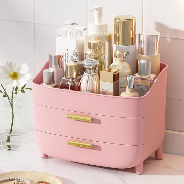 3-Tier Skincare Makeup Organizer with Drawers for Vanity and Bathroom Countertop