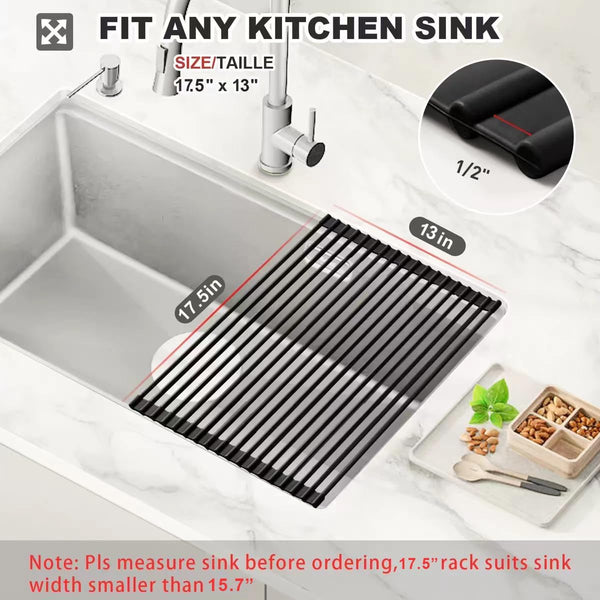 Silicone Wrapped Over The Sink Dish Drying Rack for Kitchen