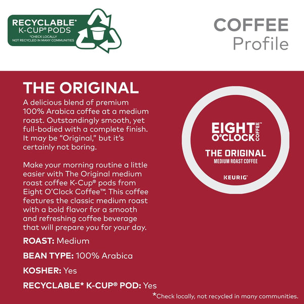 Eight O'Clock Coffee The Original Single-Serve Keurig K-Cup Pods Medium Roast Coffee Pods 96 Count