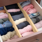 Adjustable bamboo drawer dividers for dresser organization