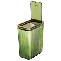 Transparent plastic trash can with 2.6 gallon capacity and press-top lid