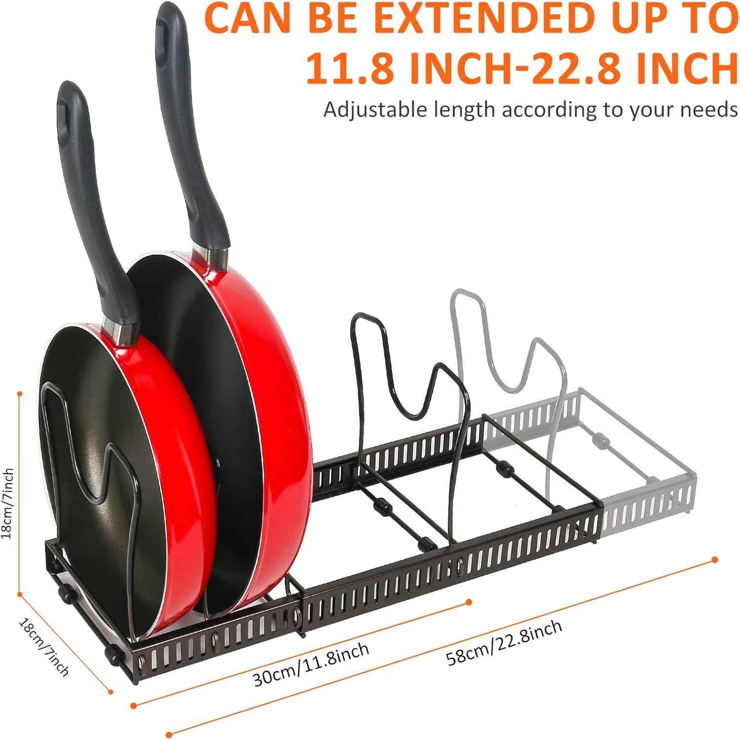 Bronze Expandable Pot and Pan Organizer with 10 Adjustable Compartments for Kitchen Cabinet Cookware