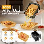 Vailnd Rectangle Air Fryer Paper Liners 200Pcs for Ninja DZ201&DZ550 | Bella Slim 4QT&6QT | Cosori | Instant Dual‑basket Air Fryer, Simple Cleanup, Greasy Proof, Disposable Airfryer Sheets 8.6x5.5In