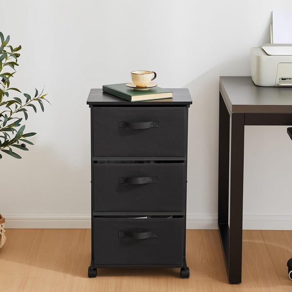 MAX Houser 3-Drawer Dresser Storage Tower for Bedroom, Closet, Office, Black