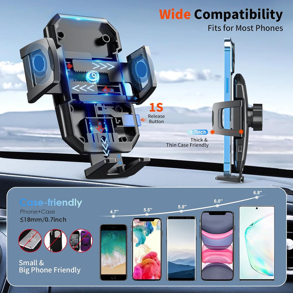 SUUSON Upgraded 3-in-1 Car Phone Holder Mount for Dashboard, Windshield, and Air Vent