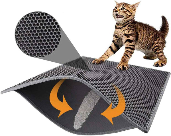 Pieviev Cat Litter Mat Double Layer Waterproof Urine Proof Trapping Mat 1 Pack (Gray, 24x15 Inch (Pack of 1))