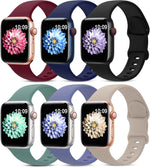 6 Pack Sport Bands Compatible with Apple Watch Band 38mm 40mm 41mm 42mm 44mm 45mm 49mm 46mm,Silicone Waterproof Strap for iWatch Apple Watch Series 11 10 9 Ultra 8 7 6 5 4 3 2 1 SE Women Men