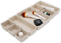 Desk Drawer Organizer Tray, 8-Piece Beige Office Storage, Nordic Minimalist Lifestyle
