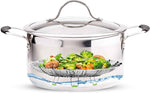 Consevisen Vegetable Steamer Basket for Cooking Food, Stainless Steel Veggie Steam Basket for Pot, Folding Expandable Steaming Insert with Extendable Handle Fits Various Size Pot, 5.1" to 9"
