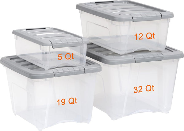 Amazon Basics Plastic Storage Containers with Secure Latching Lids for Organization