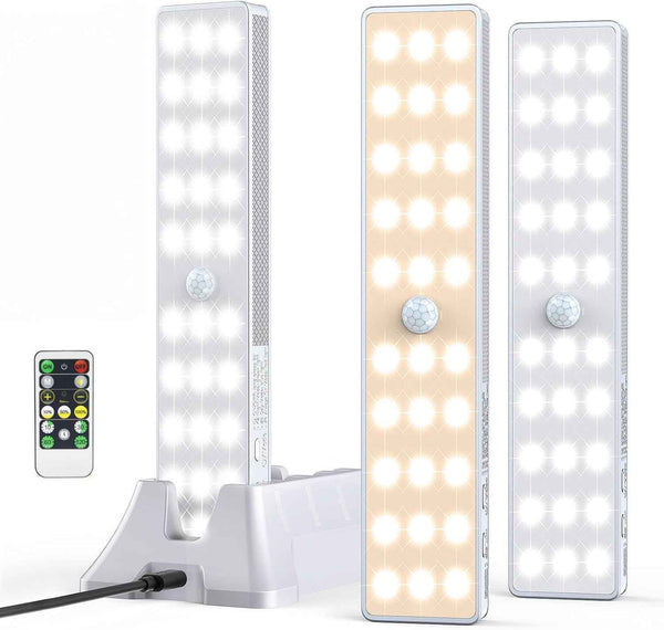 LED Closet Light with Charging Station, 6 Pcs 30LEDs 8'' Dimmer Rechargeable Motion Sensor Under Cabinet Lighting, Stick-Anywhere Night Light for Wardrobe,Kitchen