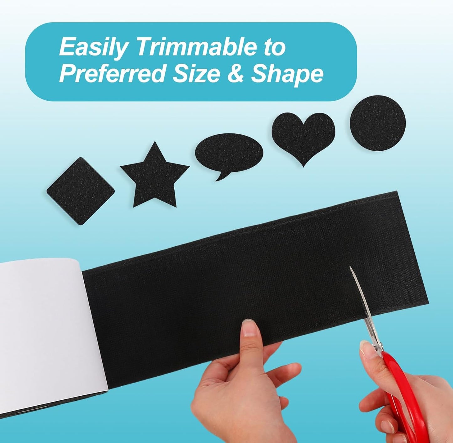 4.4''×16.5 Feet Black Heavy Duty Hook and Loop Tape Adhesive, Keep Couch Cushions from Sliding or Blowing at Outdoor, Picture Wall Hanging, No Punching Wall Mounting, Keep Your Carpet Rugs in Place - Rayz Mart