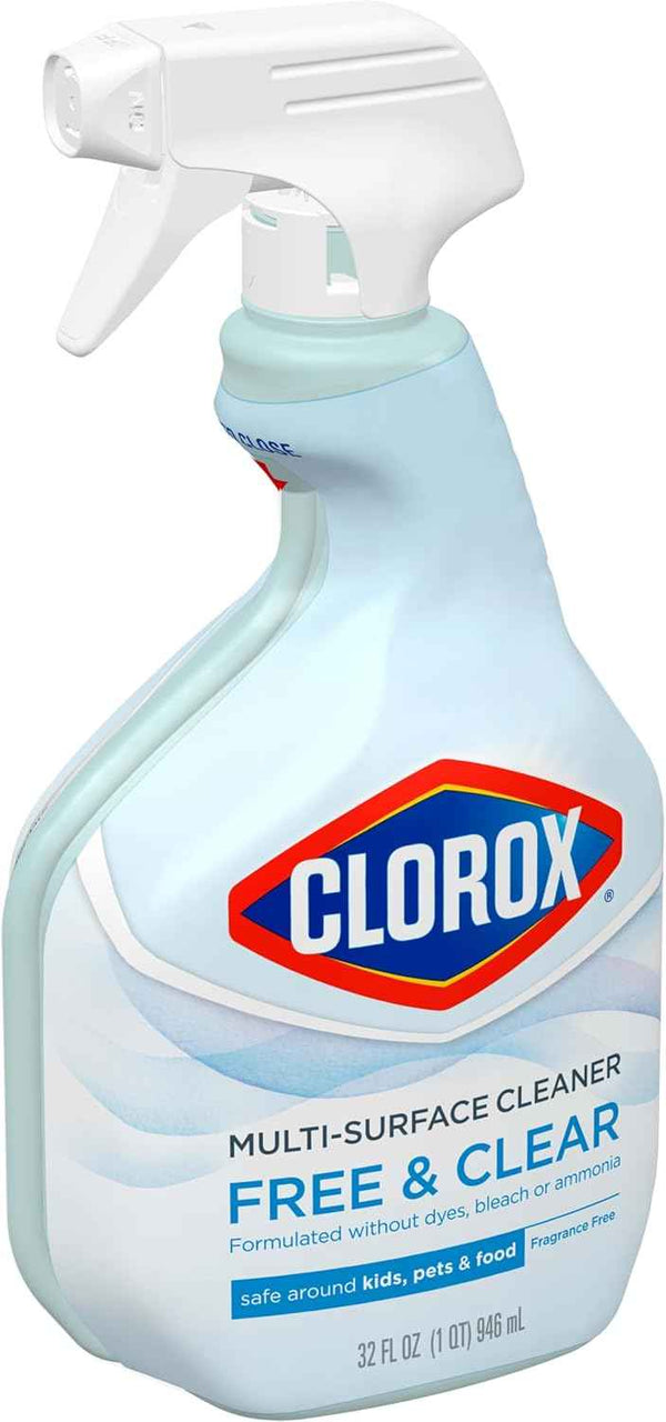 Clorox Free & Clear Multi Surface Cleaner, Spray Bottle, Fragrance Free, 32 Fluid Ounces, Pack of 3