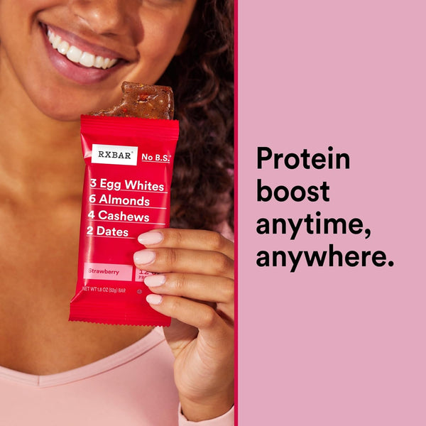 RXBAR Protein Bars, 12g Protein, Gluten Free Snacks, Strawberry, 12 Count Box