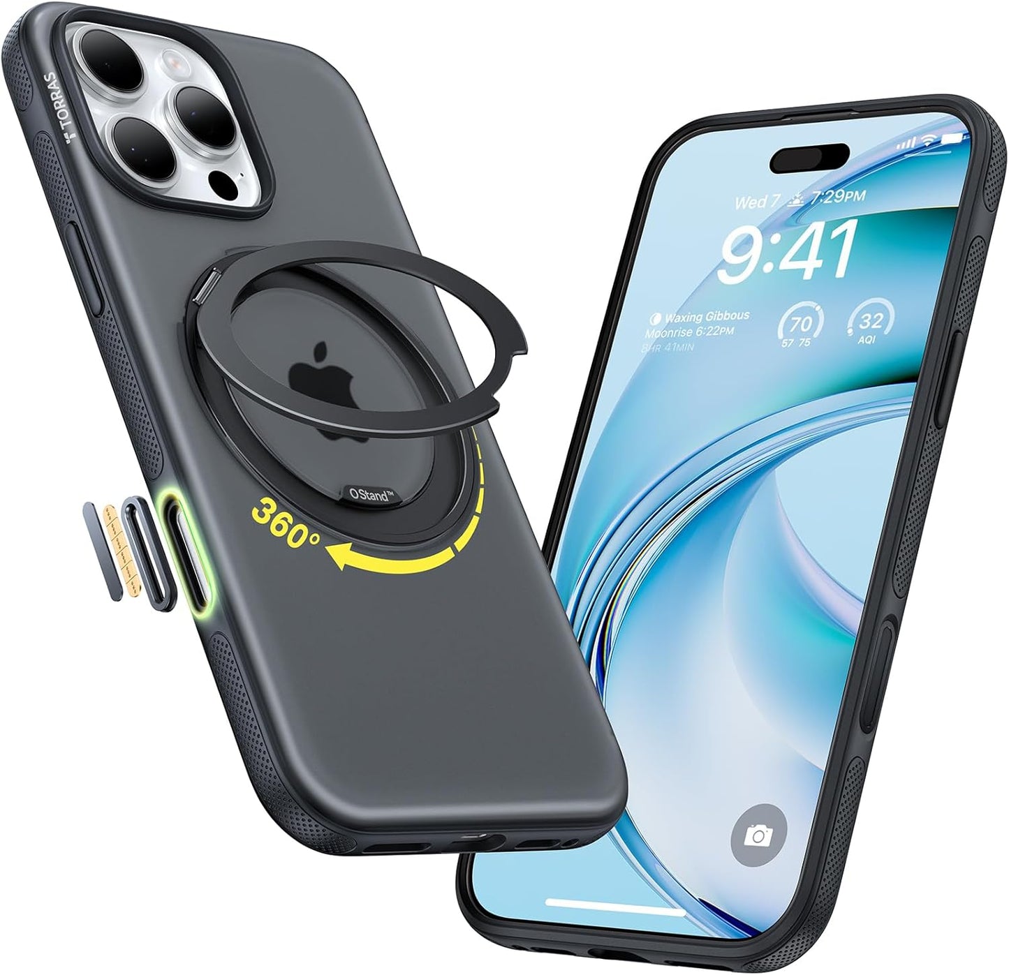 TORRAS 360 Magnetic Stand for iPhone 17 Pro Max Case, [Fit for MagSafe] [4X Military-Grade Protection] Slim Case for iPhone 17 Pro Max, 6.9", Translucent Deep Blue, Ostand O3 Fitness Series - Rayz Mart