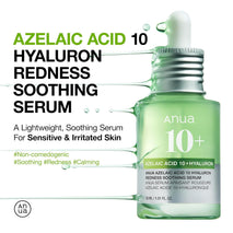 anua azelaic acid 10 hyaluron redness soothing serum for sensitive skin, korean skincare, vegan, 30ml, 1.01 fl oz.