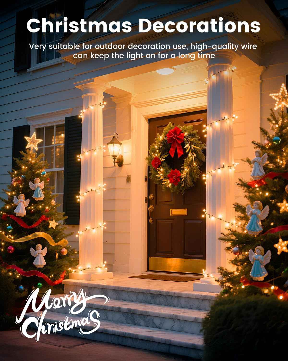 Clear Christmas String Lights, 100 Count Mini Incandescent Bulbs, 25FT Green Wire Indoor Holiday Lights