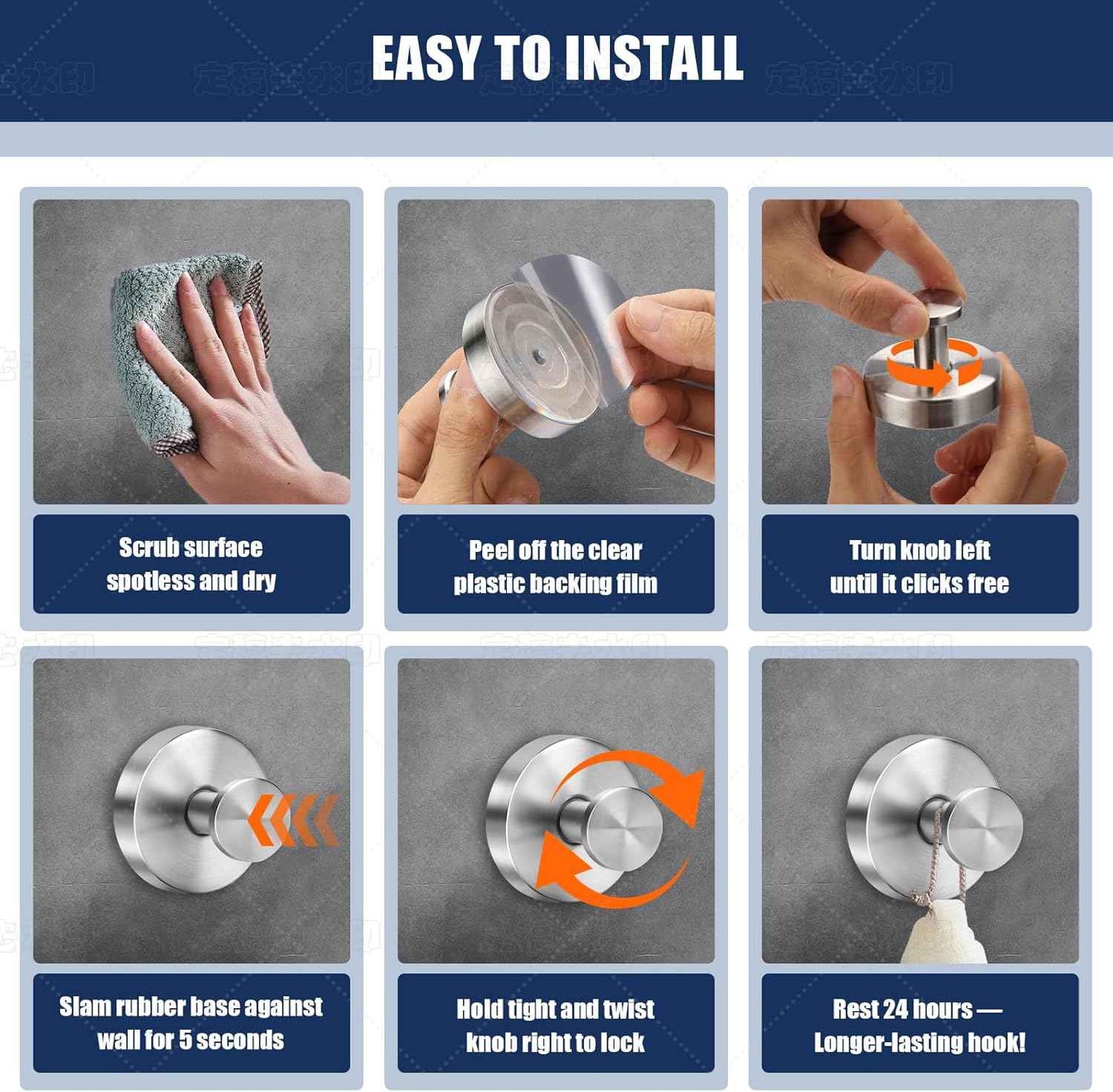 Silver Suction Cup Hooks for Shower Waterproof - Set of 4, No Drill Stainless Steel Towel Hooks for Bathroom Wall, Kitchen, Glass, Mirror, Tile - Ideal for Hanging Towels, Robes, and Loofahs