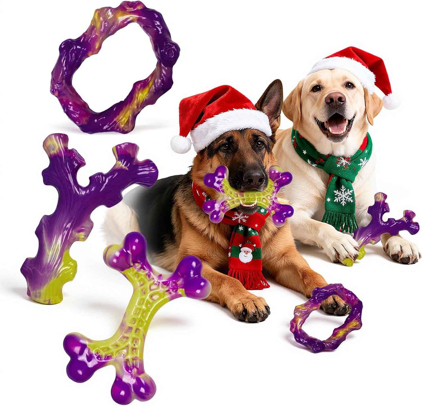 Tough Dog Toys for Aggressive Chewers 3 Pack, Indestructible Dog Toy for Large Dogs, Bacon Flavored, Keeps Dogs Busy