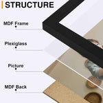 decorUhome Engineered Wood Trifold 4x6 Photo Frame with Plexiglass for Tabletop Display, Black, 3-Picture Frame