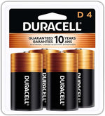 Duracell Coppertop D Batteries, 4 Count (1 Pack), D Battery with Long-lasting Power, All-Purpose Alkaline Battery for Household and Office Devices