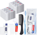 hqsl 10-set personal hygiene kit, disposable toothbrushes with toothpaste floss comb soap and cover for travel, homeless, women, men