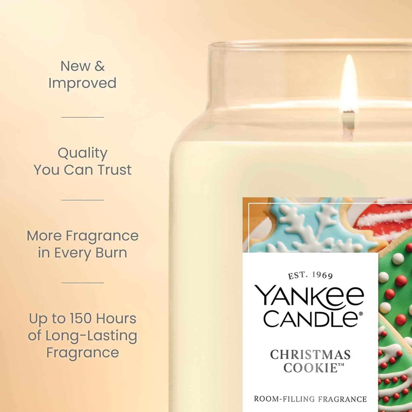 Yankee Candle Christmas Cookie Scented Candle, 22oz Large Jar with up to 150 Hour Burn Time, Giftable, Holidays