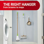 Command Broom and Mop Grippers, 2 Hangers and 4 Strips, Damage-Free Hanging Wall Mount Broom and Mop Holder, Household Cleaning Organizer for Christmas Decorations, Holds up to 4 lb