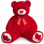 HollyHOME Big Teddy Bear Stuffed Animal Valentines Large Bear Plush with Red Heart for Girlfriend and Kids Valentines 36 inch Tan