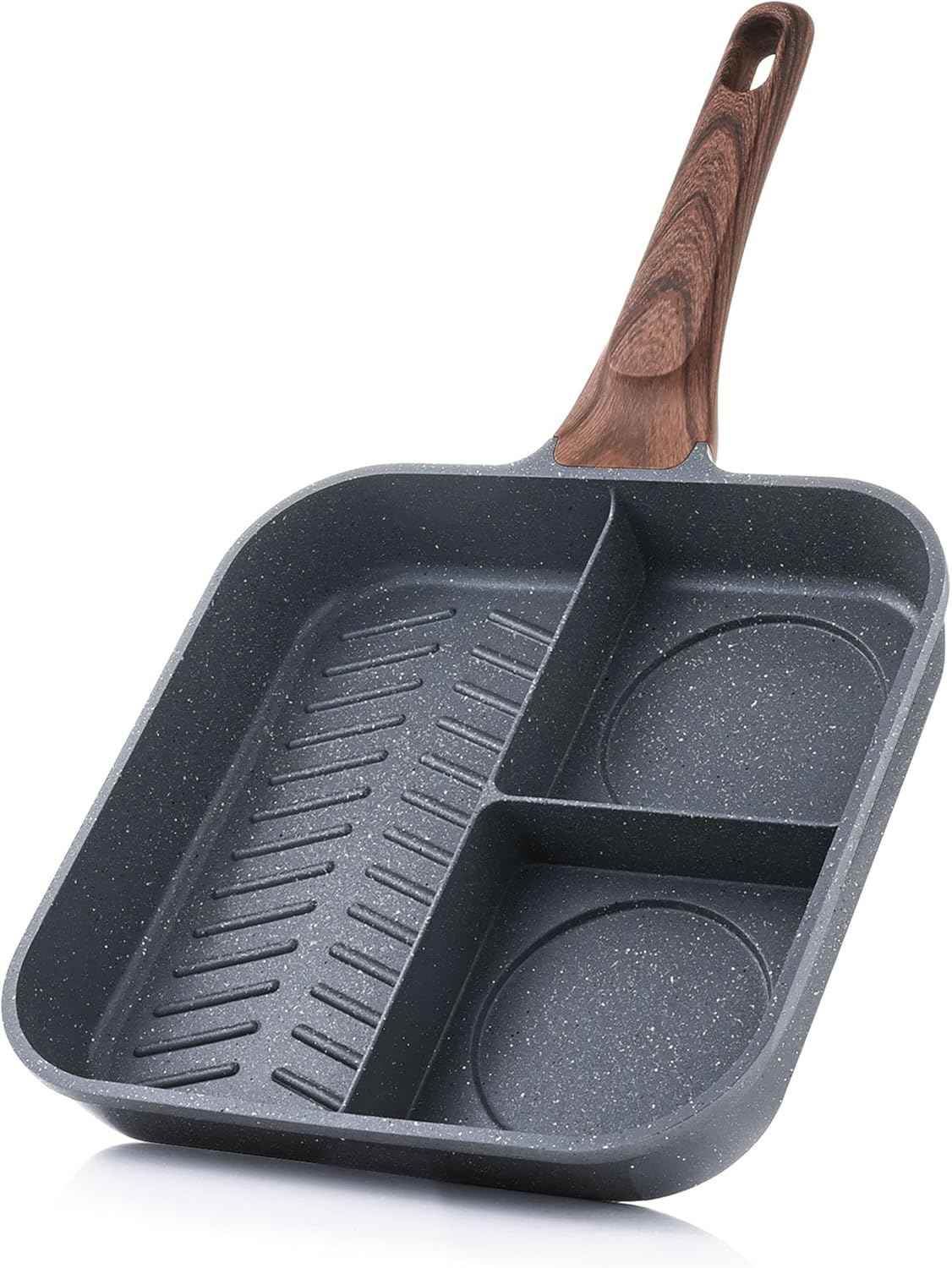 SENSARTE Nonstick Grill Pan for Stove Tops, Versatile Griddle with Pour Spouts, Square Big Cooking Surface, Durable Skillet Indoor & Outdoor Grilling. PFOA Free, 9.5 Inch