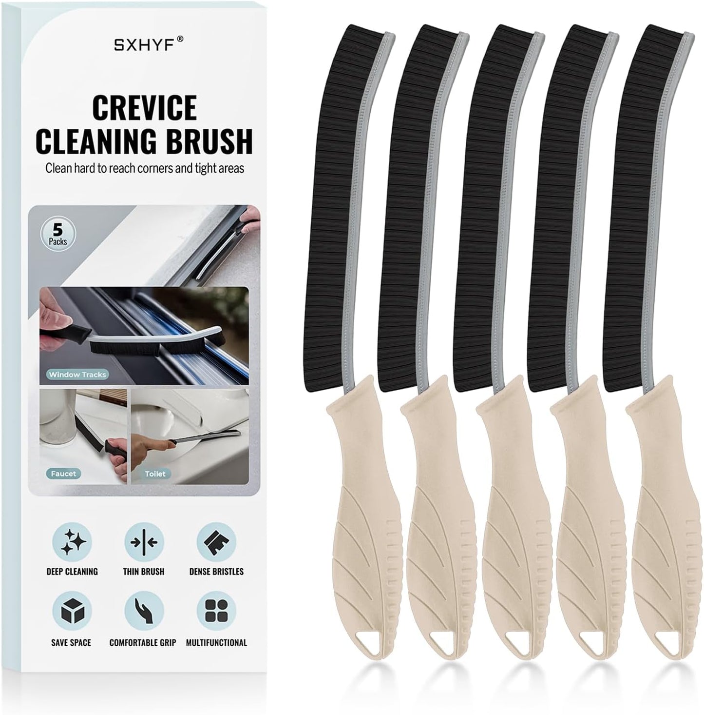 SXhyf Crevice Cleaning Brush – Hard Bristle Grout Scrub Brush for Bathroom, Kitchen & Household Cleaning