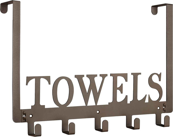 Over The Door Hooks, Towel Holder for Bathroom, Door Mount Towel Rack Towel Hooks for Bedroom Beach Towels Bathrobe Wall Mount Hang on The Door Cabinet Cupboard Metal Sandblasted (Black)