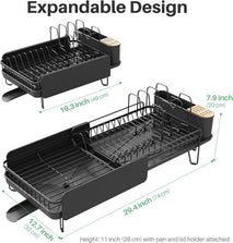 Large capacity stainless steel dish drying rack for kitchen counter