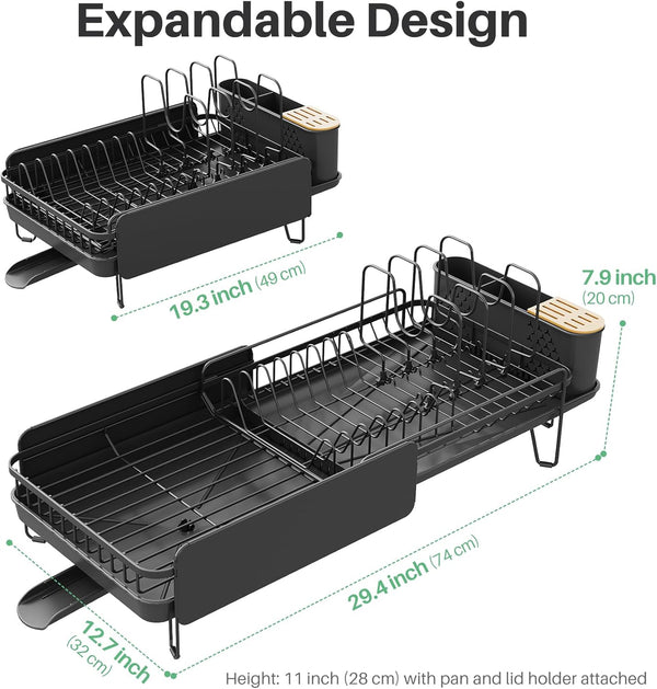 Large capacity stainless steel dish drying rack for kitchen counter