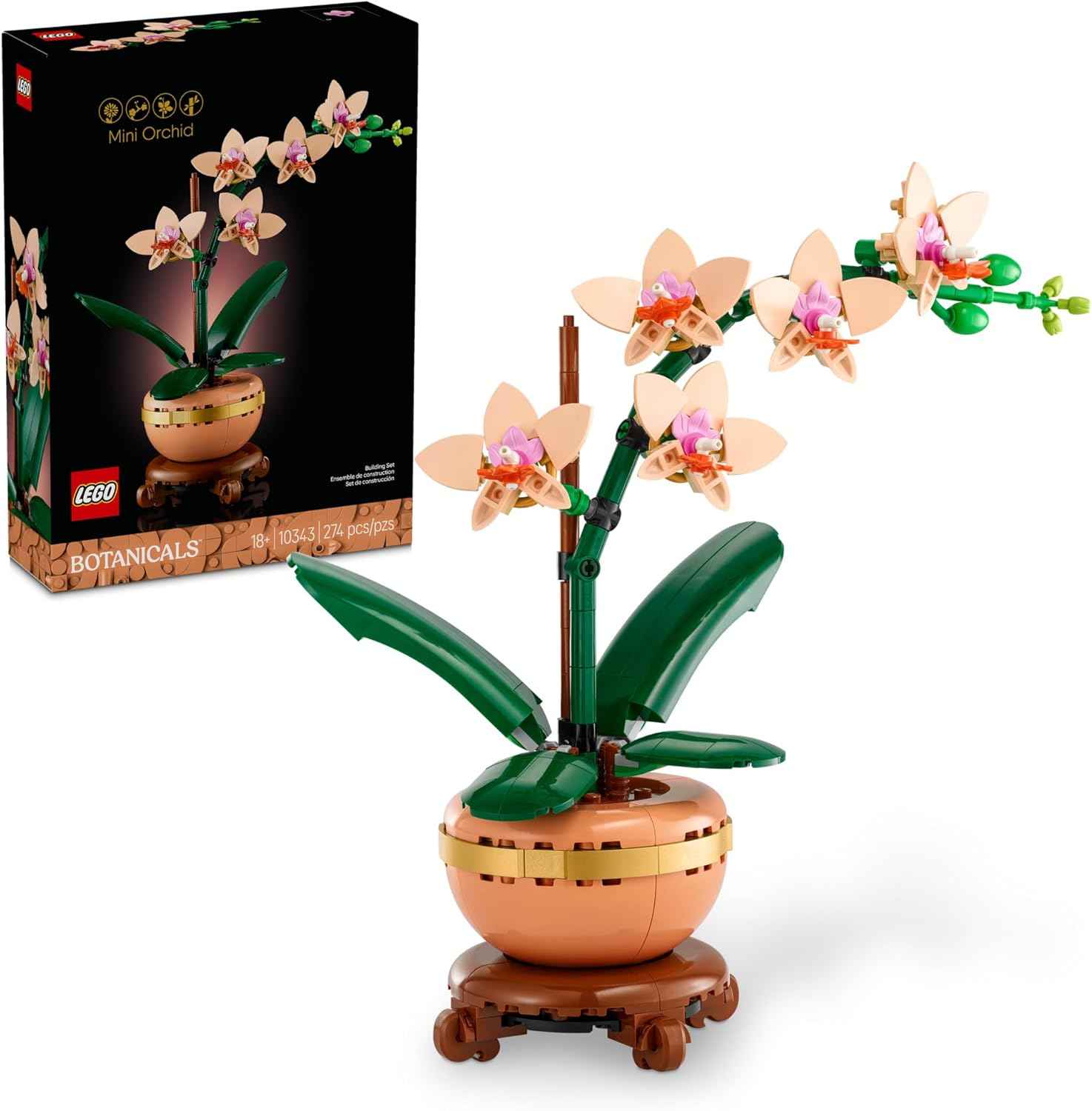 LEGO Botanicals Mini Orchid Building Set - Artificial, Fake Orchid for Home Decor, Adults Ages 18+ - Gift for Birthdays - Indoor Plant Decorations for Table, Desk, Office - 10343