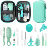 Baby Grooming Kit for Newborn Girls and Boys, Infant Safety Care Set with Hair Brush, Comb, Nail Clipper, Nasal Aspirator, Grey and White