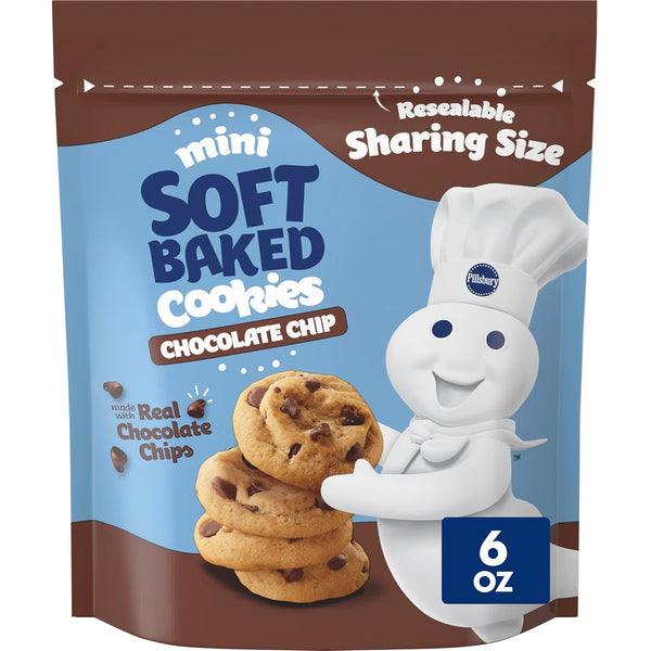 Pillsbury Mini Soft Baked Chocolate Chip Cookies, 10 Count, 10 oz Snack Bags