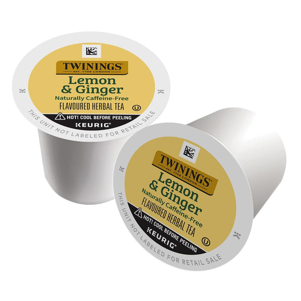 Twinings Lemon and Ginger Herbal Tea K-Cup Pods for Keurig, 24 Count