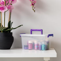 IRIS USA 5 Qt. Plastic Craft Storage Container Bins with Lids, 6 Pack, Small Organizer Tote