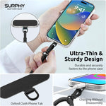 SURPHY Phone Lanyard, Adjustable Phone Strap Crossbody with 2 Pack Cell Phone Tether Tab, Premium Metal Buckles, Skin-Friendly, Universal Cell Phone Lanyard Crossbody for Women and Men, Black