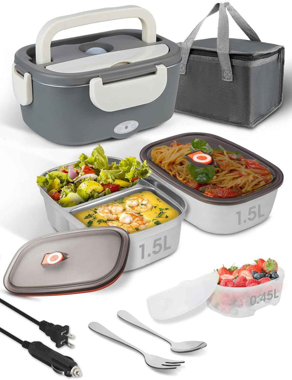 100W Cordless Electric Lunch Box for Adults & Men, Rechargeable Battery Powered Heated Lunch Box, 1.2L Portable Food Warmer Lunchbox with 5-Sided Heating for Work Car Outdoor Use