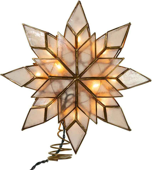 Kurt Adler 8.5-Inch Capiz Star Tree Topper with 10 Clear Lights and 1 Spare Bulb
