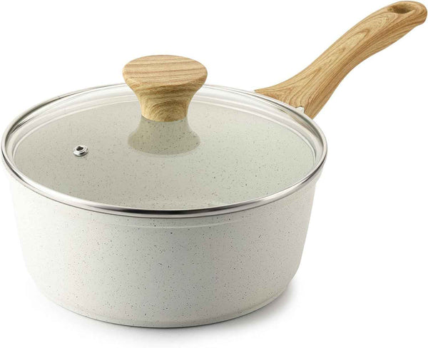 SENSARTE Nonstick Saucepan with Lid, 1.5 Quarts Small Pot with Swiss Granite Coating, Stay-cool Handle, Multipurpose Handy Sauce Pot Small Kitchen Cooking Pot, Induction Comptable, PFOA Free