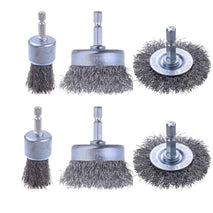 Rocaris 6 Pack Carbon Steel Wire Wheel and Pen Brush Set with 1/4-Inch Hex Shank for Rust Removal, Corrosion and Scrub Surfaces