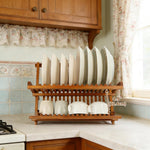 Teak Dish Drainer Rack Collapsible 2 Tier Dish Rack for Kitchen Countertop