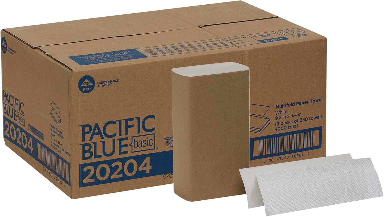 Georgia-Pacific Pacific Blue Basic Multifold Paper Towels (Previously Branded Acclaim) by GP PRO (Georgia-Pacific),White,20204,250 Towels Per Pack,16 Packs Per Case,(Case of 16 Packs,250 per Pack)