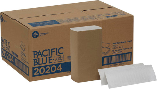 Georgia-Pacific Pacific Blue Basic Multifold Paper Towels (Previously Branded Acclaim) by GP PRO (Georgia-Pacific),White,20204,250 Towels Per Pack,16 Packs Per Case,(Case of 16 Packs,250 per Pack)