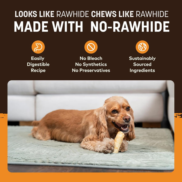 Earth Animal No Hide Chews for small dogs, 16-45 lbs, 6 count, chicken, rawhide free, long lasting
